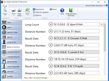 Screen shot of Distance Number tab.